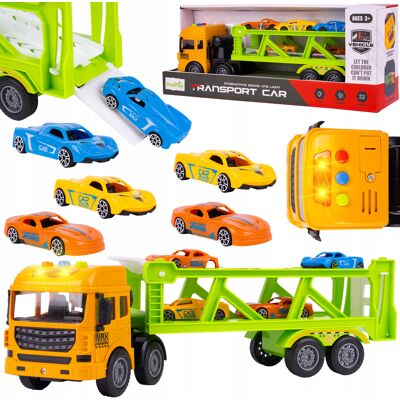 MalPlay Ciężarówka Laweta Tir Zestaw 6x Auta Samochód Transporter Resoraki Autka MalPlay Ciężarówka Laweta Tir Zestaw 6x Auta Samochód Transporter Resoraki Autka