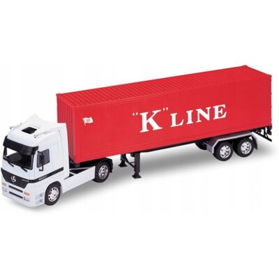 Welly Ciężarówka Naczepa Metalowy Model Tir Mercedes Actross K-Line Kontener Welly Ciężarówka Naczepa Metalowy Model Tir Mercedes Actross K-Line Kontener