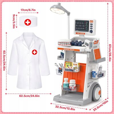 Inny producent Duży Zestaw Lekarza Dla Dzieci Wózek Medyczny + 34 Akcesoria Ekg Doktor Inny producent Duży Zestaw Lekarza Dla Dzieci Wózek Medyczny + 34 Akcesoria Ekg Doktor