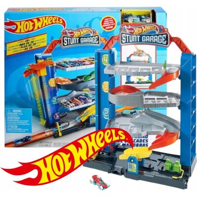 Hot Wheels Zestaw Garaż Parking Z Windą Na 20 Samochodów + Autko Dla Dzieci Hot Wheels Zestaw Garaż Parking Z Windą Na 20 Samochodów + Autko Dla Dzieci