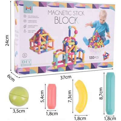 MalPlay Klocki Magnetyczne Konstrukcyjne Edukacyjne Duży Zestaw 120 Elementów MalPlay Klocki Magnetyczne Konstrukcyjne Edukacyjne Duży Zestaw 120 Elementów