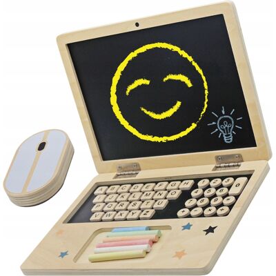 MINEXO Laptop Dla Dziecka Drewniany Edukacyjny Tablica Do Rysowania + Myszka Kreda MINEXO Laptop Dla Dziecka Drewniany Edukacyjny Tablica Do Rysowania + Myszka Kreda