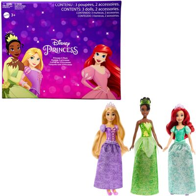 Mattel Disney Princess Zestaw 3 Lalek: Ariel + Tiana + Roszpunka Za6036 Mattel Disney Princess Zestaw 3 Lalek: Ariel + Tiana + Roszpunka Za6036