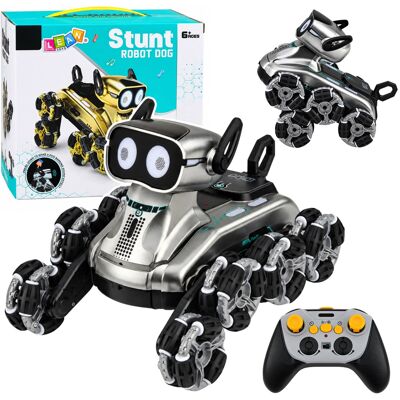 LEANToys Pies Robot Zdalnie Sterowany Rc 8 Kół Tryb Demo Sztuczki Srebrny LEANToys Pies Robot Zdalnie Sterowany Rc 8 Kół Tryb Demo Sztuczki Srebrny