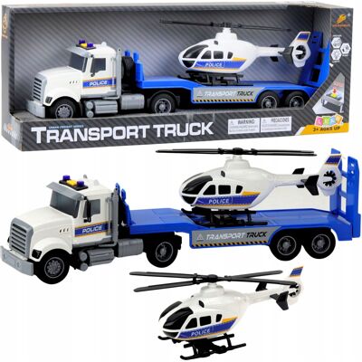 Lean Toys Zestaw Ciężarówka Policyjna Transportowa Helikopter Światła Dźwięki Lean Toys Zestaw Ciężarówka Policyjna Transportowa Helikopter Światła Dźwięki