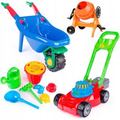 nieznany producent Zestaw Dla Dziecka Zabawek Ogrodowych Taczki Kosiarka Betoniarka Plastikowe nieznany producent Zestaw Dla Dziecka Zabawek Ogrodowych Taczki Kosiarka Betoniarka Plastikowe