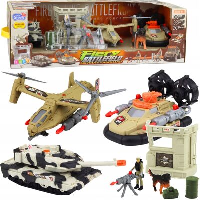 Lean Toys Zestaw Militarny Wojskowy Helikopter Czołg Poduszkowiec Żołnierz Baza Lean Toys Zestaw Militarny Wojskowy Helikopter Czołg Poduszkowiec Żołnierz Baza