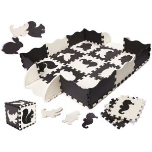 ikonka PUZZLE PIANKOWE kontrastowe mata dla dzieci 25 el. kojec czarno-ecru zwierzątka ikonka PUZZLE PIANKOWE kontrastowe mata dla dzieci 25 el. kojec czarno-ecru zwierzątka