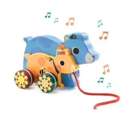 DJECO Drewniane misie do ciągnięcia z melodią DJECO Drewniane misie do ciągnięcia z melodią