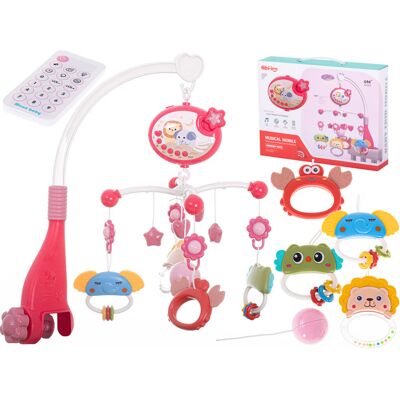 Lean Toys DLA DZIECI KARUZELA DO ŁÓŻECZKA KOŁYSANKI RÓŻOWA Z PILOTEM Lean Toys DLA DZIECI KARUZELA DO ŁÓŻECZKA KOŁYSANKI RÓŻOWA Z PILOTEM