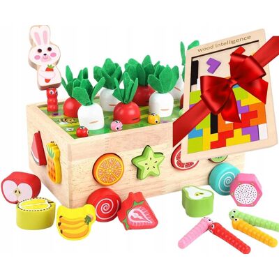 inna (Inny) Montessori Sorter Klocków Złap Robaczka Układanka Drewniany Wózek Marchewki inna (Inny) Montessori Sorter Klocków Złap Robaczka Układanka Drewniany Wózek Marchewki