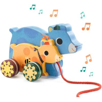 Djeco Drewniane Misie Do Ciągnięcia Z Melodią Djeco Drewniane Misie Do Ciągnięcia Z Melodią