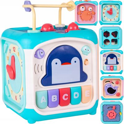MalPlay KOSTKA EDUKACYJNA SENSORYCZNA SORTER LABIRYNT PRZEPLATANKA PIANINKO 7W1 MalPlay KOSTKA EDUKACYJNA SENSORYCZNA SORTER LABIRYNT PRZEPLATANKA PIANINKO 7W1