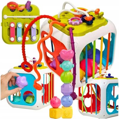 Nobo Kids Kostka Sensoryczna Sorter Edukacyjny Montessori 7w1 Cymbałki Klocki Gumki Nobo Kids Kostka Sensoryczna Sorter Edukacyjny Montessori 7w1 Cymbałki Klocki Gumki