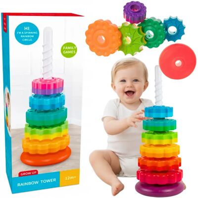 Inny producent Wieża Tęczowa Sensoryczna Układanka Edukacyjna Piramida Montessori Klocki 41cm Inny producent Wieża Tęczowa Sensoryczna Układanka Edukacyjna Piramida Montessori Klocki 41cm