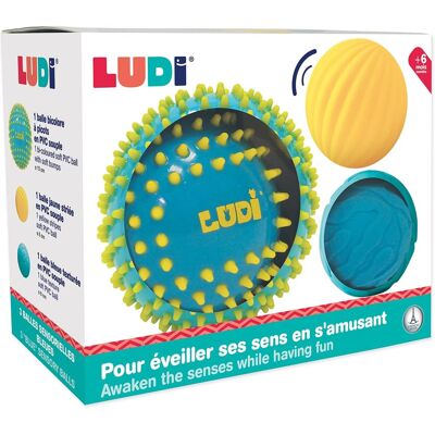 Ludi Zestaw 3 Piłek Sensorycznych 15 Cm Dla Niemowląt - Niebieskie Ludi Zestaw 3 Piłek Sensorycznych 15 Cm Dla Niemowląt - Niebieskie