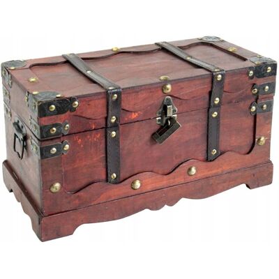 TRS DREWNIANA SKRZYNIA NA SKARBY Z ZAMKIEM DUŻA BRĄZOWA 40 x 19 x 22 cm TRS DREWNIANA SKRZYNIA NA SKARBY Z ZAMKIEM DUŻA BRĄZOWA 40 x 19 x 22 cm