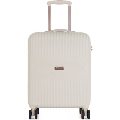 Elegancka Walizka Prążkowana Torba Bagaż Exclusive 20' - Biała Semi Line Elegancka Walizka Prążkowana Torba Bagaż Exclusive 20' - Biała Semi Line