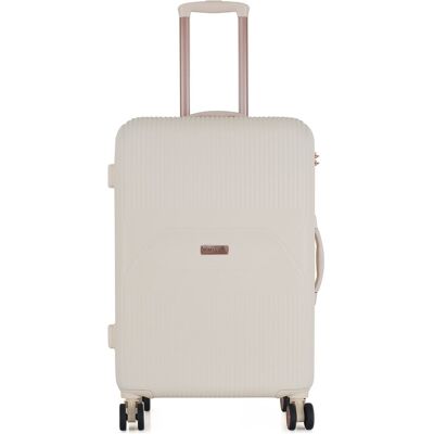 Elegancka Walizka Prążkowana Torba Bagaż Exclusive I 24' - Biała Semi Line Elegancka Walizka Prążkowana Torba Bagaż Exclusive I 24' - Biała Semi Line