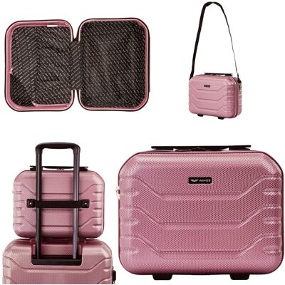 Kuferek podróżny WINGS CRAKE poliwęglan 15L Rose Gold organizer/kosmetyczka Free on Board do samolotu Kuferek podróżny WINGS CRAKE poliwęglan 15L Rose Gold organizer/kosmetyczka Free on Board do samolotu