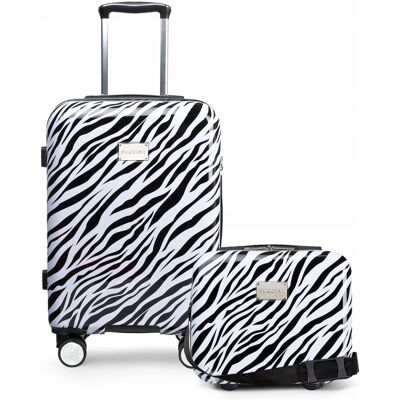 PUCCINI Zestaw Komplet WALIZEK Podróżnych 2w1 Kabinowa + Kuferek ABS Zebra PUCCINI Zestaw Komplet WALIZEK Podróżnych 2w1 Kabinowa + Kuferek ABS Zebra