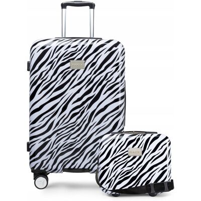 PUCCINI Zestaw Komplet WALIZEK Podróżnych 2w1 Średnia + Kuferek ABS Zebra PUCCINI Zestaw Komplet WALIZEK Podróżnych 2w1 Średnia + Kuferek ABS Zebra