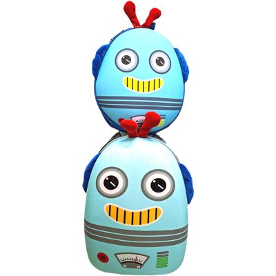 MPMAX Robot Zestaw Walizka Na Kółkach Plecak Dla Dzieci Kółka Led Świeci MPMAX Robot Zestaw Walizka Na Kółkach Plecak Dla Dzieci Kółka Led Świeci