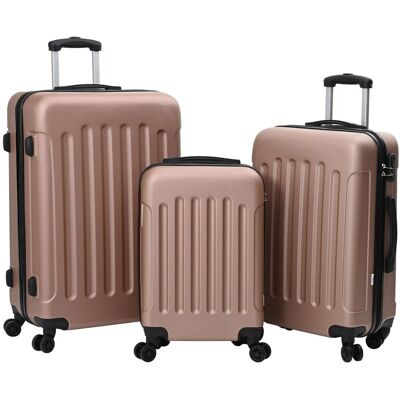 vidaXL Zestaw Walizek 3 szt. Twardy Bagaż Różowe Złoto 20” 24” 28” ABS vidaXL Zestaw Walizek 3 szt. Twardy Bagaż Różowe Złoto 20” 24” 28” ABS