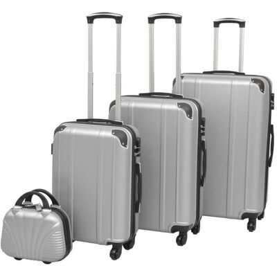 Vidaxl, Zestaw Walizek Na Kółkach + Kosmetyczka, Srebrny, Rozmiar M/l/xl, 4 Szt. Vidaxl, Zestaw Walizek Na Kółkach + Kosmetyczka, Srebrny, Rozmiar M/l/xl, 4 Szt.