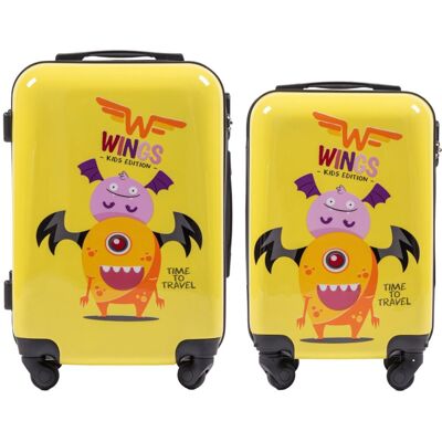 Wings zestaw 2 twardych WALIZEK dziecięcych kabinowy bagaż MONSTER S+XS Wings zestaw 2 twardych WALIZEK dziecięcych kabinowy bagaż MONSTER S+XS