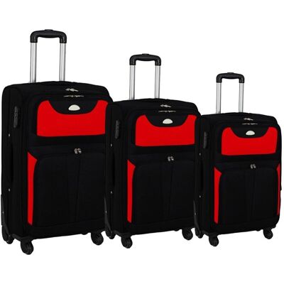 KEMER Zestaw 3 Walizek Pellucci Rgl S-010 Czarno Czerwone KEMER Zestaw 3 Walizek Pellucci Rgl S-010 Czarno Czerwone