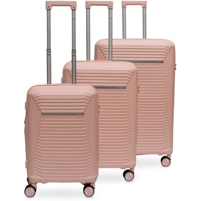 wowbag Zestaw stylowych 3 w 1 pudrowo różowe walizki podróżne mała średnia duża wowbag Zestaw stylowych 3 w 1 pudrowo różowe walizki podróżne mała średnia duża
