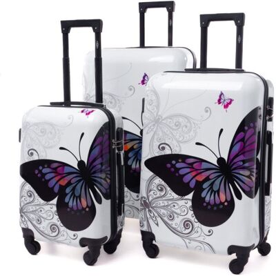 RGL Zestaw walizek podróżnych 3w1 5188 XXL XL L Motyl RGL Zestaw walizek podróżnych 3w1 5188 XXL XL L Motyl