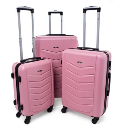 RGL Zestaw walizek podróżnych 3w1 520 XXL XL L PUDROWY RÓŻ RGL Zestaw walizek podróżnych 3w1 520 XXL XL L PUDROWY RÓŻ