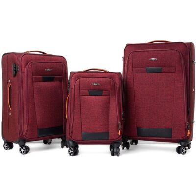 Inny producent Zestaw walizek podróżnych 3w1 S-030 XXL XL L BORDOWY Inny producent Zestaw walizek podróżnych 3w1 S-030 XXL XL L BORDOWY