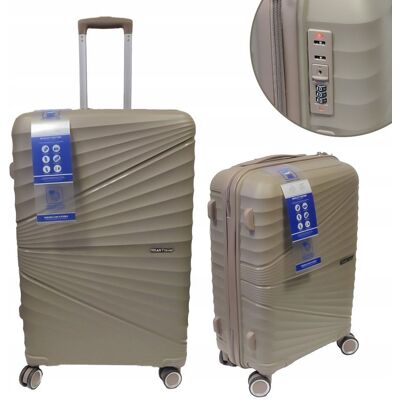 TEKAN Zestaw Walizek Walizka Kabinowa 20' + Duża 28' Xl Podróżna Lekka 4 Kółka Beżowa TEKAN Zestaw Walizek Walizka Kabinowa 20' + Duża 28' Xl Podróżna Lekka 4 Kółka Beżowa
