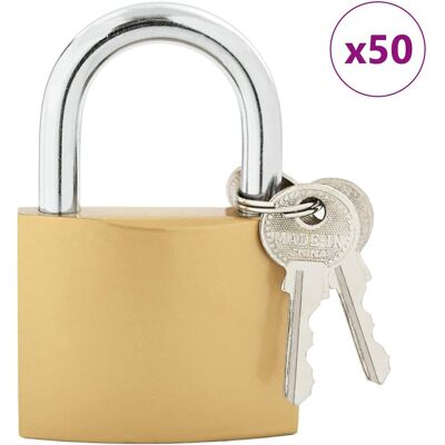 vidaXL Zamek U z kluczami 50 pcs Mosiądz Żelazo vidaXL Zamek U z kluczami 50 pcs Mosiądz Żelazo
