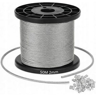 Inny producent Linka Druciana 2 Mm X 50 M Drut Ze Stali Nierdzewnej 304 Stalowy Do Domu Inny producent Linka Druciana 2 Mm X 50 M Drut Ze Stali Nierdzewnej 304 Stalowy Do Domu