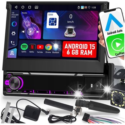 Inny producent RADIO SAMOCHODOWE 1 DIN 7'' 4G SIM CARPLAY WIFI RDS WYSUWANY EKRAN 6/128 GB Inny producent RADIO SAMOCHODOWE 1 DIN 7'' 4G SIM CARPLAY WIFI RDS WYSUWANY EKRAN 6/128 GB