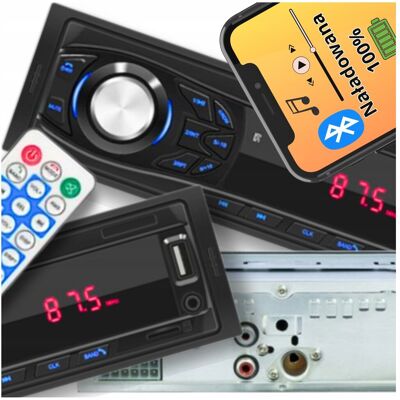 Inny producent Radio Samochodowe 1-DIN Bluetooth USB Mp3 FM SD Mikrofon Inny producent Radio Samochodowe 1-DIN Bluetooth USB Mp3 FM SD Mikrofon