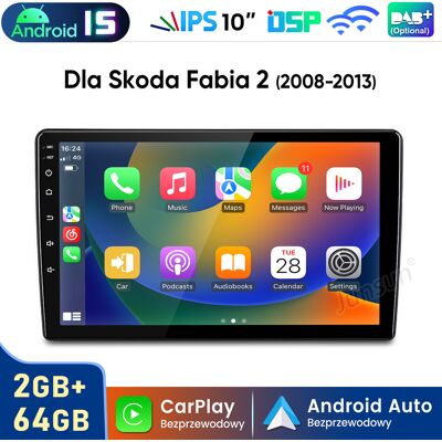 Junsun Radio Samochodowe 10' Do Škoda Fabia Ii 2008–2013, Android 15, 2 Gb Ram, 64 Gb, Bezprzewodowy Carplay I Android Auto Junsun Radio Samochodowe 10' Do Škoda Fabia Ii 2008–2013, Android 15, 2 Gb Ram, 64 Gb, Bezprzewodowy Carplay I Android Auto