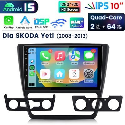 Junsun Radio Samochodowe 10' Do Skoda Yeti 2008--2013, Android 15, 2 Gb Ram, 64 Gb, Bezprzewodowy Carplay I Android Auto Junsun Radio Samochodowe 10' Do Skoda Yeti 2008--2013, Android 15, 2 Gb Ram, 64 Gb, Bezprzewodowy Carplay I Android Auto