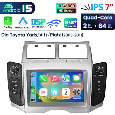Junsun Radio Samochodowe 7″ Android 15 2+64 Gb Do Toyota Yaris Vitz Platz 2005–2011, Carplay Android Auto Gps Wi-Fi Bluetooth Rds Dsp Junsun Radio Samochodowe 7″ Android 15 2+64 Gb Do Toyota Yaris Vitz Platz 2005–2011, Carplay Android Auto Gps Wi-Fi Bluetooth Rds Dsp