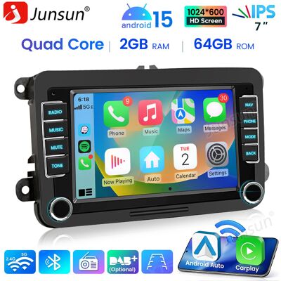 Junsun Radio Samochodowe 7″ Android 15 2+64 Gb Do Vw Golf Passat Jetta, Skoda Seat, Carplay Android Auto Gps Wi-Fi Bluetooth Rds Dsp Junsun Radio Samochodowe 7″ Android 15 2+64 Gb Do Vw Golf Passat Jetta, Skoda Seat, Carplay Android Auto Gps Wi-Fi Bluetooth Rds Dsp