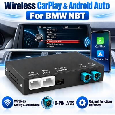 Moduł Junsun Carplay Android Auto Do Bmw Nbt, Bezprzewodowy, Mirrorlink, Bluetooth 5.0, Usb, Obsługa Kamery Moduł Junsun Carplay Android Auto Do Bmw Nbt, Bezprzewodowy, Mirrorlink, Bluetooth 5.0, Usb, Obsługa Kamery