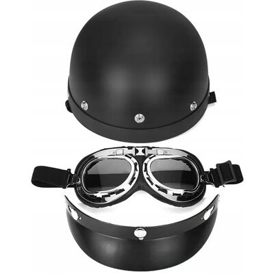 Inny producent KASK MOTOCYKLOWY ORZESZEK HEŁM CZARNY RETRO CHOPPER NIEMIECKI GOGLE DASZEK Inny producent KASK MOTOCYKLOWY ORZESZEK HEŁM CZARNY RETRO CHOPPER NIEMIECKI GOGLE DASZEK