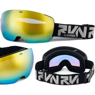 Gogle Snowboardowe RVN by RAVEN X200 Black + Szybka żółta do gogli Gogle Snowboardowe RVN by RAVEN X200 Black + Szybka żółta do gogli