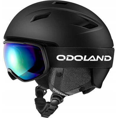 Kask narciarski Odoland L 59-62cm czarny z kolorowymi goglami UV Kask narciarski Odoland L 59-62cm czarny z kolorowymi goglami UV