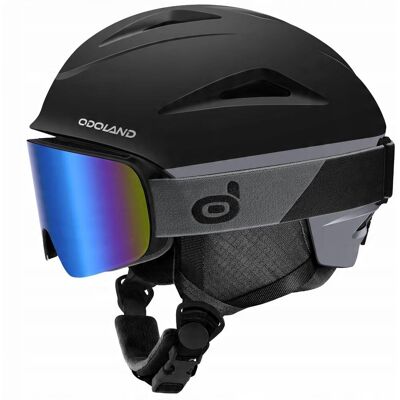 Kask Narciarski Snowboardowy Odoland Z Googlami Roz. M 55-59 Cm Czarny Kask Narciarski Snowboardowy Odoland Z Googlami Roz. M 55-59 Cm Czarny
