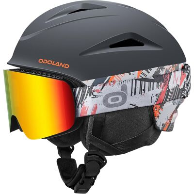 Kask Narciarski Snowboardowy Z Goglami Uv Odoland Szary M 57-59 Cm Kask Narciarski Snowboardowy Z Goglami Uv Odoland Szary M 57-59 Cm